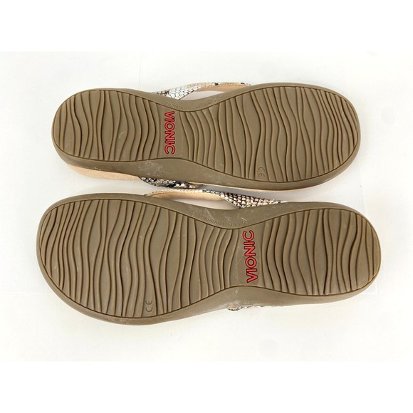 Vionic Leather Sandals Size 11 Shoes Flip Flops 43 LKNU Dillon Boa Flats Thongs - Picture 8 of 8